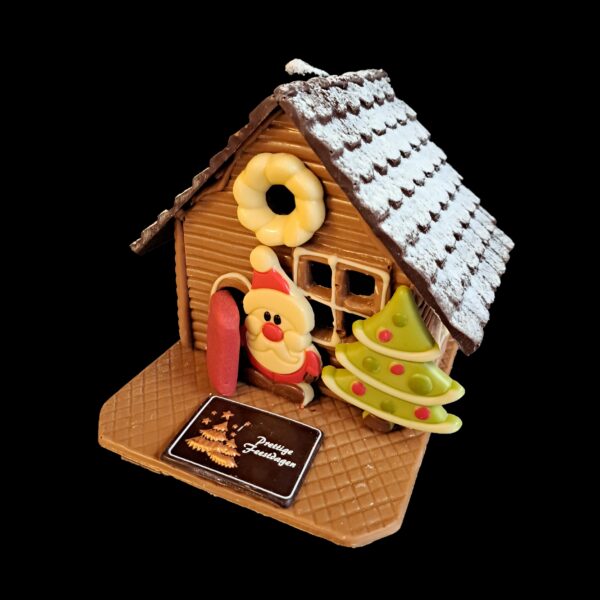 Chocolade huis groot in de sneeuw