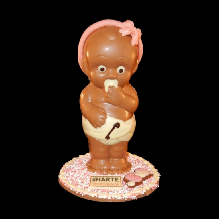Chocolade baby op "beschuit met muisjes"